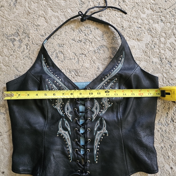Harley Davidson Leather Chaps (sm) and matching halter top (med) - Picture 8 of 13